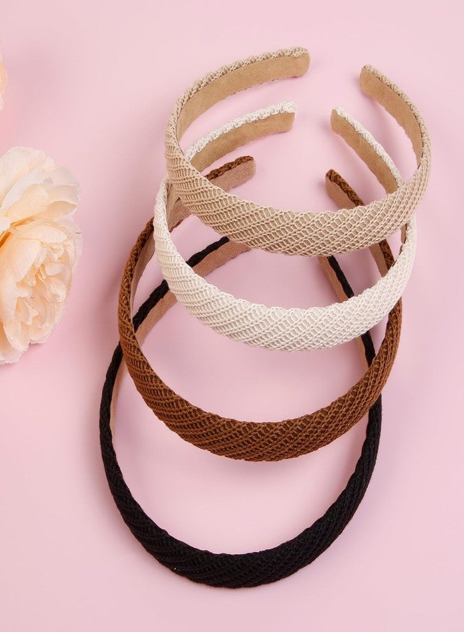AIBFRID Headbands for Women Thin Knitted Hairbands Fashion Non Slip Headband for Women's Hair Cute Solid Colors Hair Accessories 4 PCS - Image 3